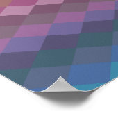 Geometrische diamantvormen in gedempte regenboogkl poster (Hoek)