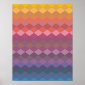Geometrische diamantvormen in gedempte regenboogkl poster (Voorkant)