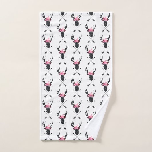 Geometrische dieper kop met bloemen en kruispijlen bad handdoek (Handdoek)