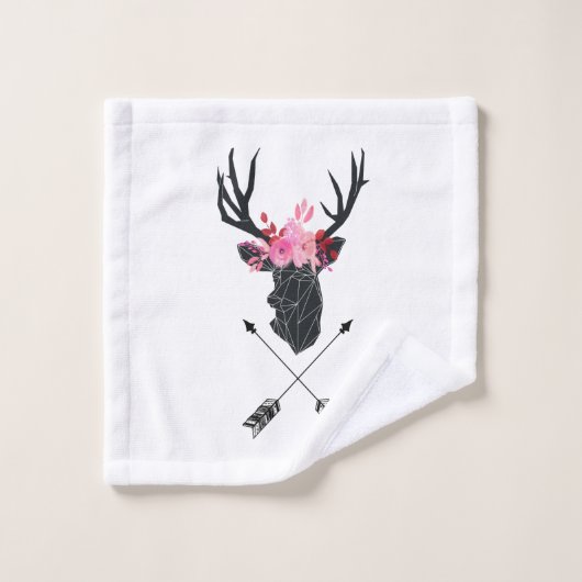 Geometrische dieper kop met bloemen en kruispijlen bad handdoek (Wasdoekje)