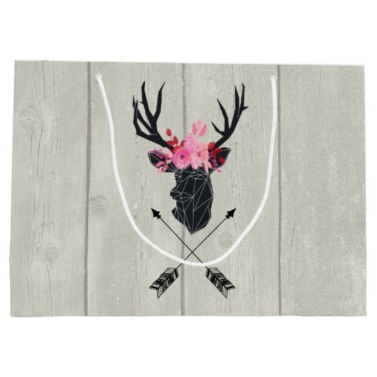 Geometrische dieper kop met bloemen en kruispijlen groot cadeauzakje (Achterkant)