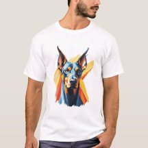 Geometrische Dobermann – Kleurrijk Modern Hond T-S