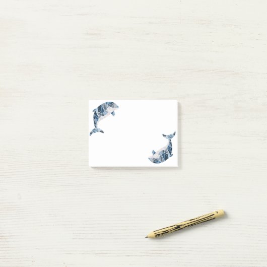 Geometrische dolfijn post-it® notes (Op bureau)