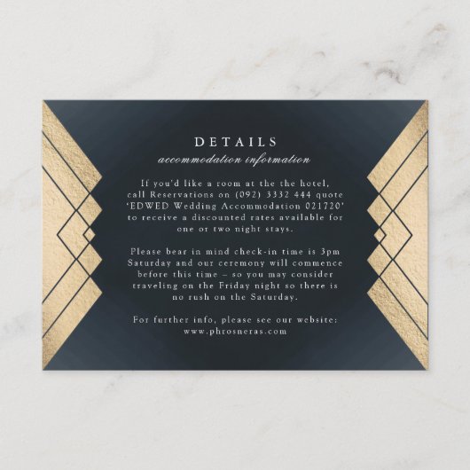 Geometrische donkerbruine marinegouden bruiloft - RSVP kaartje (Voorkant)