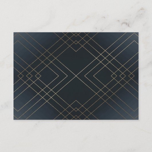 Geometrische donkerbruine marinegouden bruiloft - RSVP kaartje (Achterkant)
