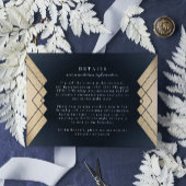 Geometrische donkerbruine marinegouden bruiloft - RSVP kaartje