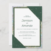 Geometrische donkergroen goud sparkle glitter brui kaart (Voorkant)