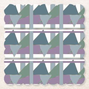 Geometrische driehoek patroon blauw violet groen kartonnen onderzetters