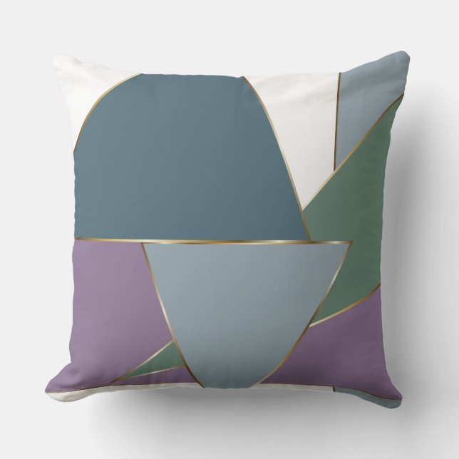 Geometrische driehoek patroon blauw violet groen kussen (Voorkant)