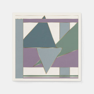 Geometrische driehoek patroon blauw violet groen servet