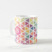 Geometrische driehoek Patroonmonogram Waterverf Koffiemok (Voorkant links)