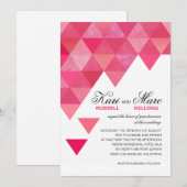 Geometrische driehoeken bruiloft | fuschia hot roz kaart (Voorkant / Achterkant)