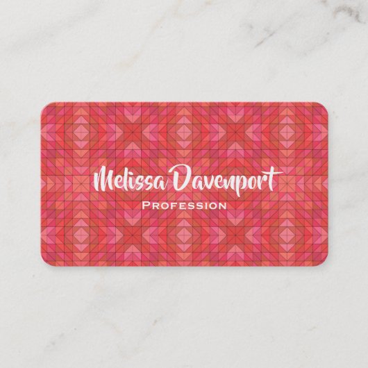 Geometrische driehoeken en diamanten in rood en ro visitekaartje (Voorkant)