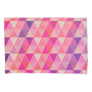 Geometrische driehoeken in Paarse roze Sinaasappel Kussensloop