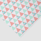 Geometrische driehoeken Mint Groene Coral Pink Pat Tissuepapier (Detail)