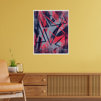 Geometrische Driehoeken Poster – Roze en Blauw