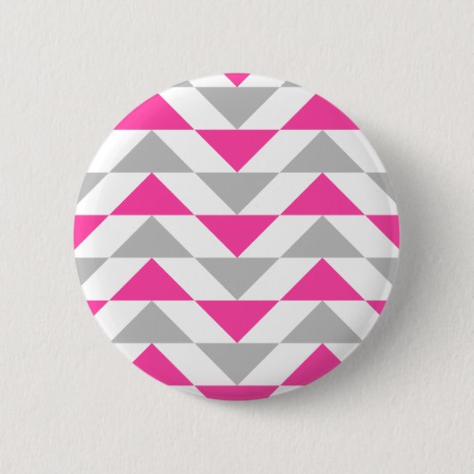 Geometrische driehoeken Roze grijs wit patroon Ronde Button 5,7 Cm (Voorkant)