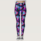Geometrische driehoeken Roze Zwart Turkoois Blauw Leggings (Voorkant)