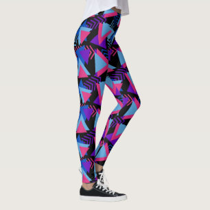 Geometrische driehoeken Roze Zwart Turkoois Blauw Leggings