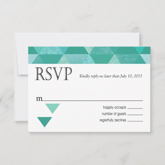 Geometrische driehoeken RSVP-reactiekaart | blauwg RSVP Kaartje (Voorkant)