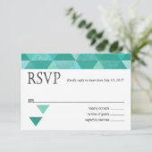 Geometrische driehoeken RSVP-reactiekaart | blauwg RSVP Kaartje (Staand voorkant)