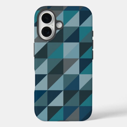 Geometrische driehoekspatroon in blauw en grijs Case-Mate iPhone case (Achterkant)