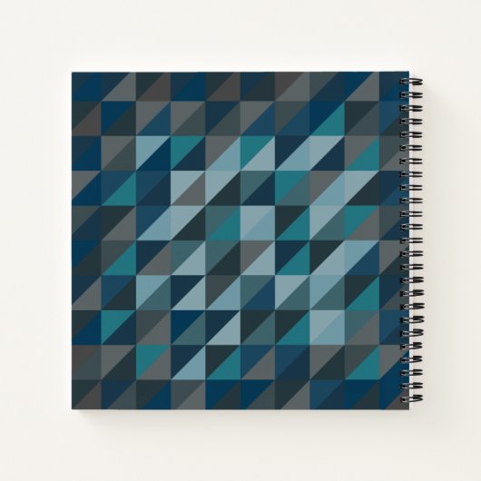 Geometrische driehoekspatroon in blauw en grijs notitieboek (Achterkant)