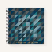 Geometrische driehoekspatroon in blauw en grijze n notitieboek (Voorkant)