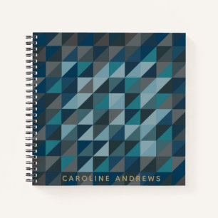 Geometrische driehoekspatroon in blauw en grijze n notitieboek