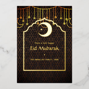 Geometrische Eid Mubarak Folie Vakantiekaart Feestdagenkaart