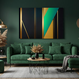 Geometrische elegantie goud en smaragd canvas afdruk