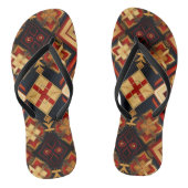 Geometrische Elegantie Naadloos Patroon Rood Goud Teenslippers (Voetbed)