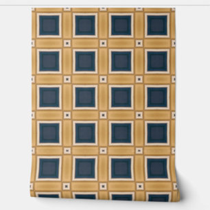 Geometrische elegantie van marine en goud behang