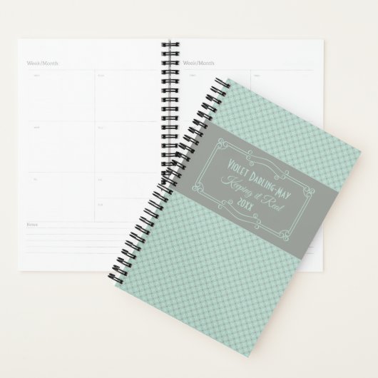 Geometrische en Art Deco Mint & Gray Personalized Planner (Display)