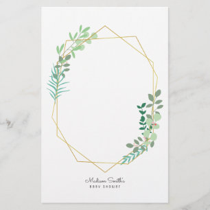 Geometrische en groene Baby shower Briefpapier