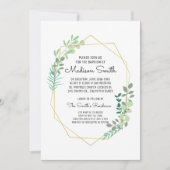 Geometrische en groene doop uitnodiging (Voorkant)