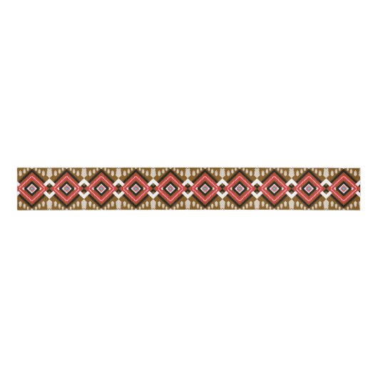 Geometrische etnische stam inheemse rood bruin pat grosgrain lint (Voorkant)