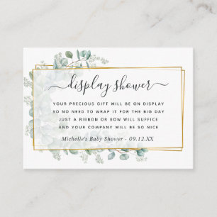 Geometrische Eucalyptus Baby shower Display Shower Informatiekaartje