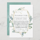 Geometrische Eucalyptus Beperkte Trouwgastenlijst Aankondiging (Voorkant / Achterkant)