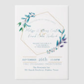 Geometrische eucalyptus botanische groen bruiloft vellum uitnodigingen (Voorkant)