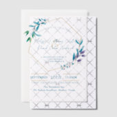 Geometrische eucalyptus botanische groen bruiloft vellum uitnodigingen (Offset (Uitnodiging))