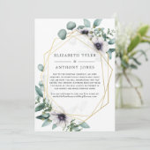 Geometrische eucalyptus bruiloft beperkte gastenli aankondiging (Staand voorkant)