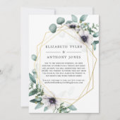 Geometrische eucalyptus bruiloft met beperkte gast aankondiging (Voorkant)