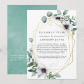 Geometrische Eucalyptus Bruiloft met een Beperkte  Aankondiging (Voorkant / Achterkant)