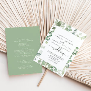 Geometrische Eucalyptus Front & Back Wedding Kaart