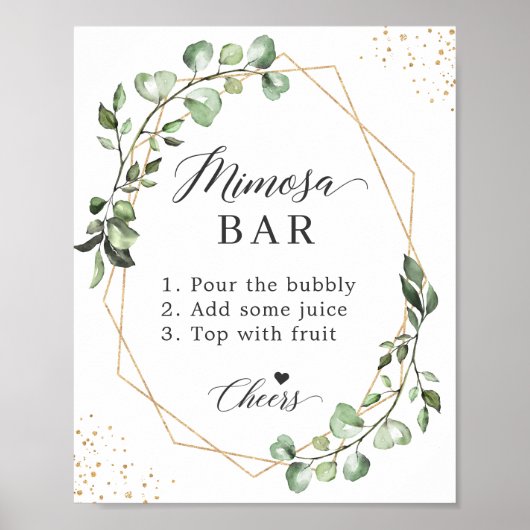 Geometrische Eucalyptus vrijgezellenfeest Mimosa B Poster (Voorkant)