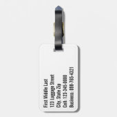 Geometrische Faux-chroom met zwarte en witte strep Bagagelabel (Achterkant verticaal)