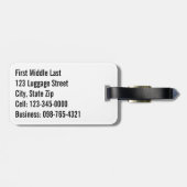 Geometrische Faux-chroom met zwarte en witte strep Bagagelabel (Achterkant horizontaal)