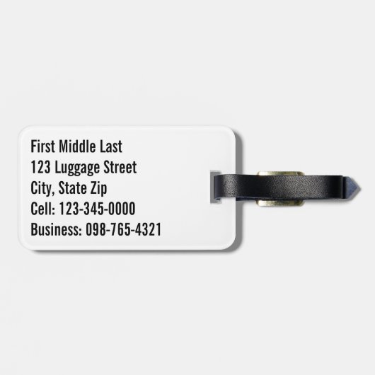 Geometrische Faux-chroom met zwarte en witte strep Bagagelabel (Achterkant horizontaal)