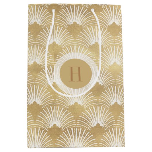 Geometrische Faux Gold Art-Deco Pattern Medium Cadeauzakje (Voorkant)